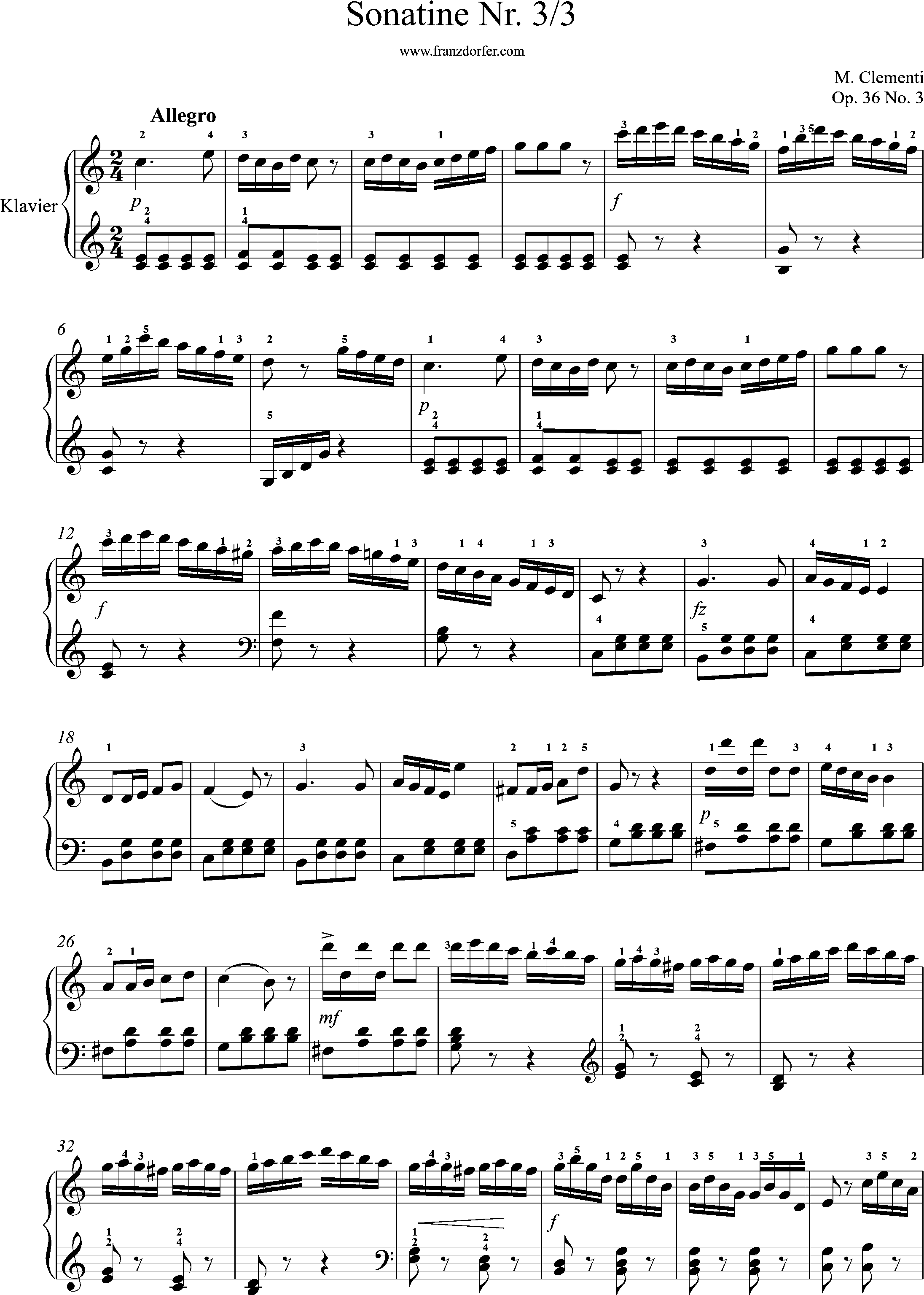 Clementi, Sonatine Nr. 3, 3. Satz - Allegro Seite 1